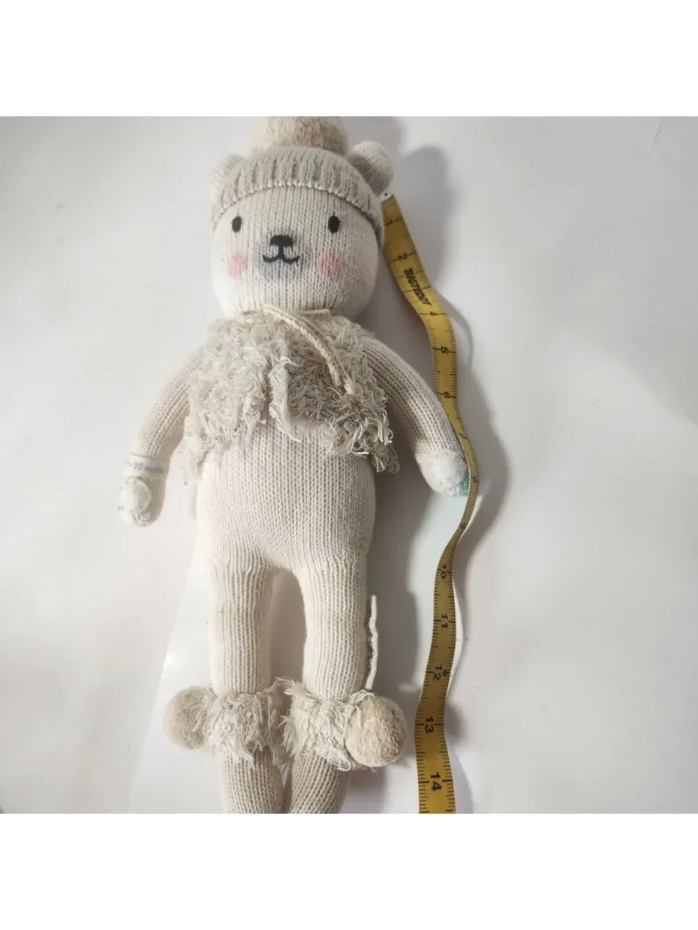 Stella Cuddle + Kind Polar Bear Knit Plush Doll‎ Cream Handmade Peru 13 Inch